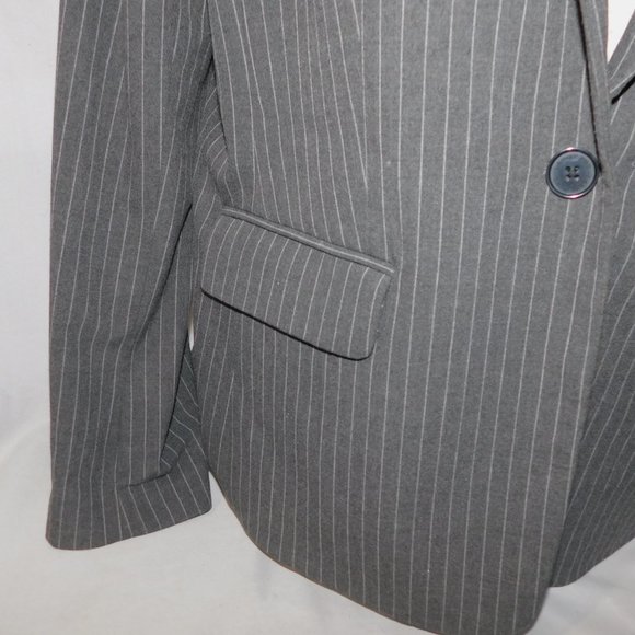 Lands End Womens 16 Gray single button Pinstripe Blazer - Picture 7 of 11